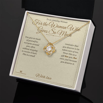 Engraved Love Knot Necklace with message for her