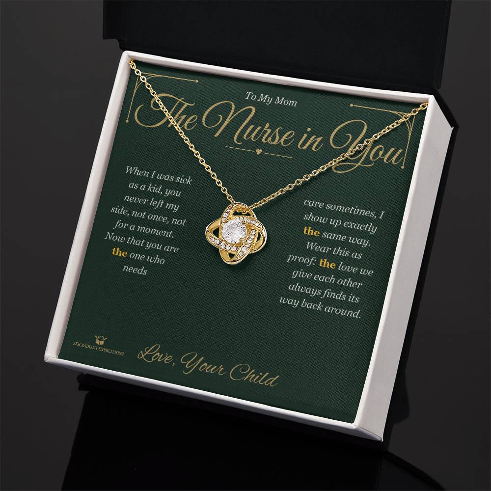 Engraved Love Knot Necklace with message for mom