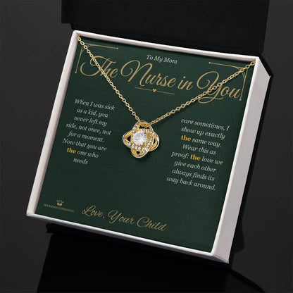 Engraved Love Knot Necklace with message for mom