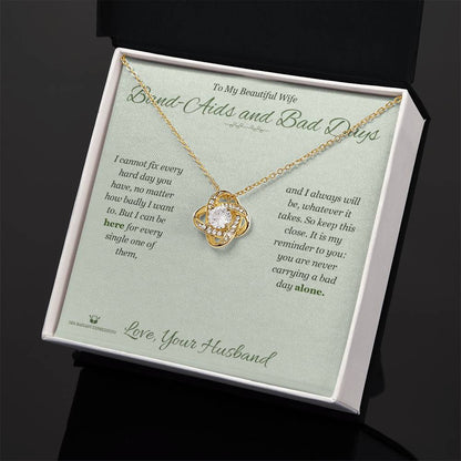 Love Knot Necklace engraved with your own words for wife