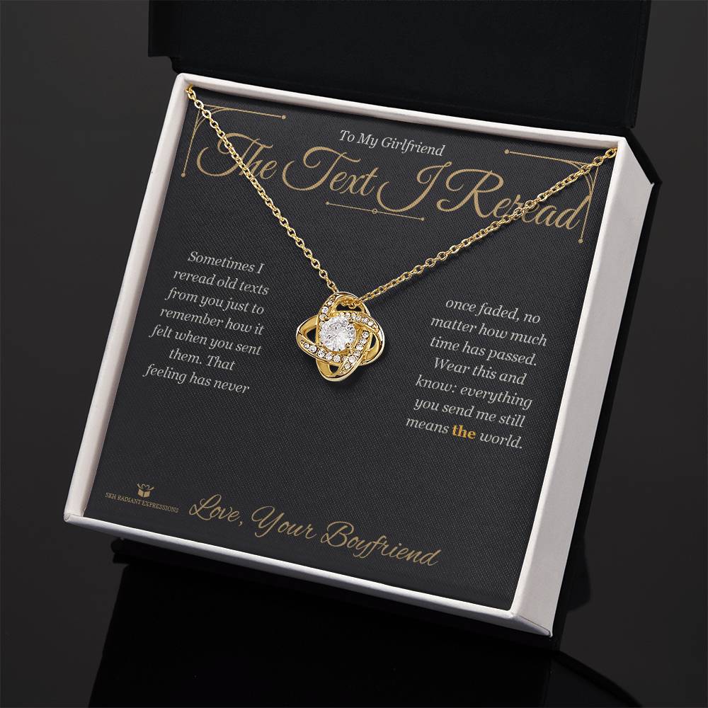 Engraved Love Knot Necklace with message for girlfriend