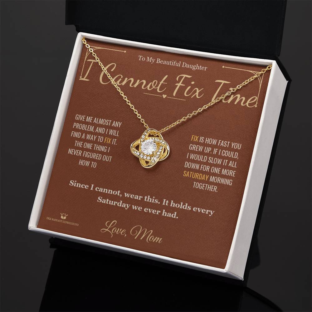 Love Knot Necklace engraved with your own words for daughter