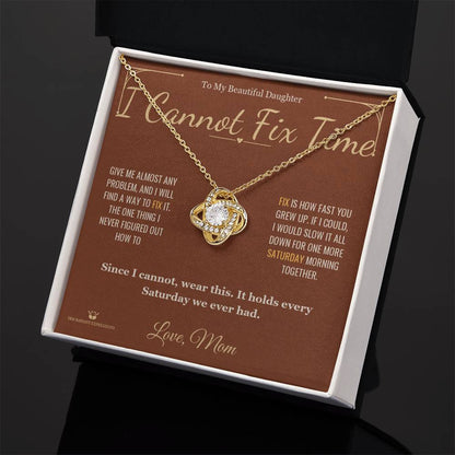 Love Knot Necklace engraved with your own words for daughter