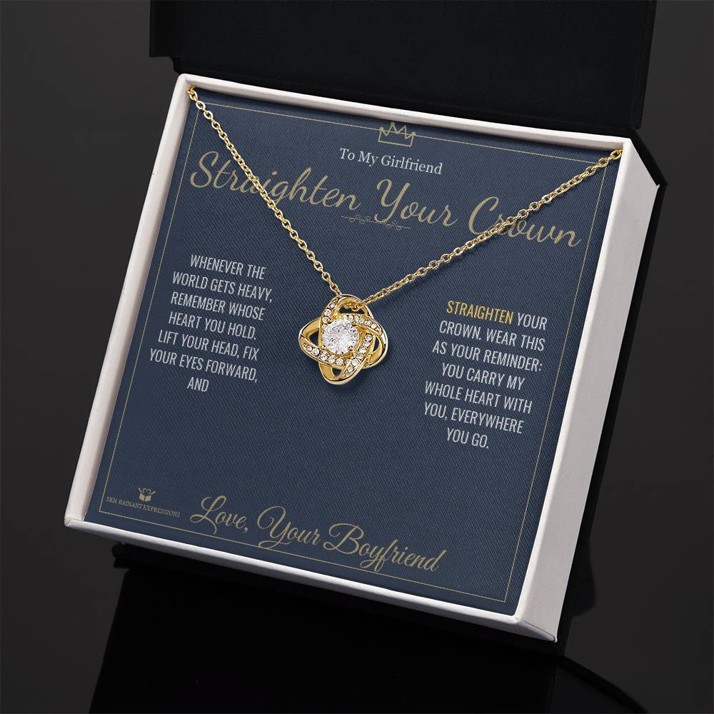 Engraved Love Knot Necklace with message for girlfriend