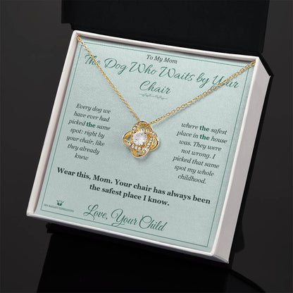 Engraved Love Knot Necklace with message for mom