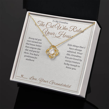 Engraved Love Knot Necklace with message for grandmother