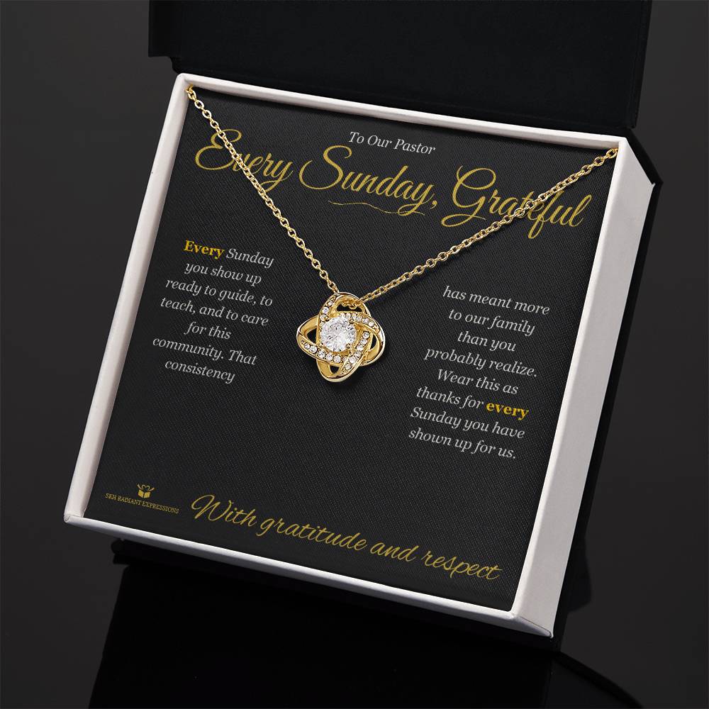 Engraved Love Knot Necklace with message for pastor