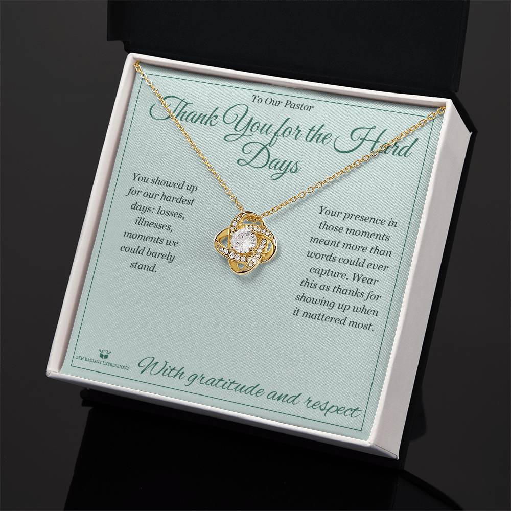 Custom name-personalized Love Knot Necklace gift for pastor
