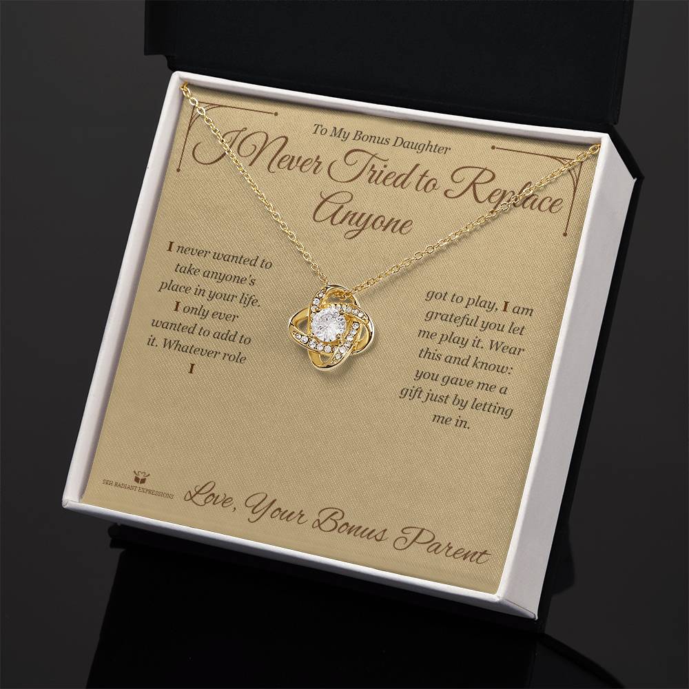 Custom name-personalized Love Knot Necklace gift for stepdaughter