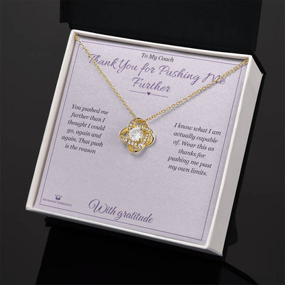 Custom name-personalized Love Knot Necklace gift for coach