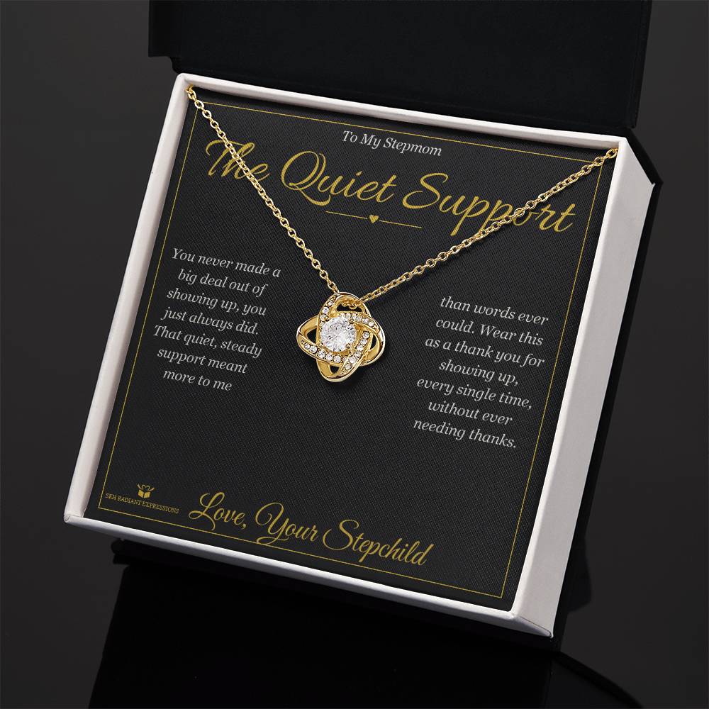 Engraved Love Knot Necklace with message for stepmom