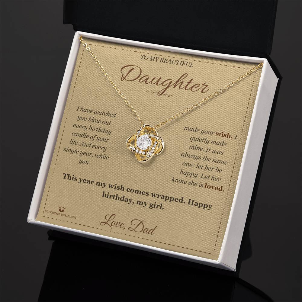 Love Knot Necklace engraved with your own words for daughter