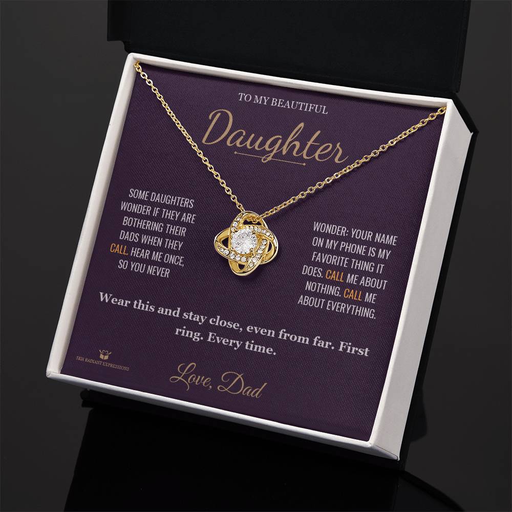 Answer On the First Ring - Love Knot Necklace for Daughter