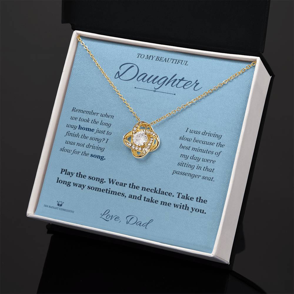 Love Knot Necklace engraved with your own words for daughter