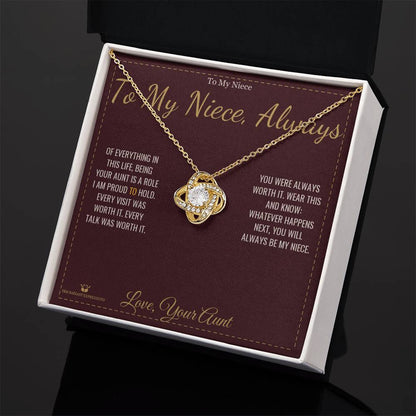 Add a name to this Love Knot Necklace - gift for niece
