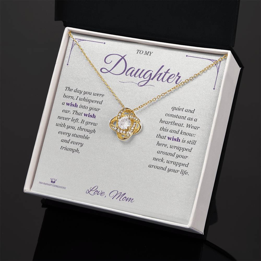 Engraved Love Knot Necklace with message for daughter
