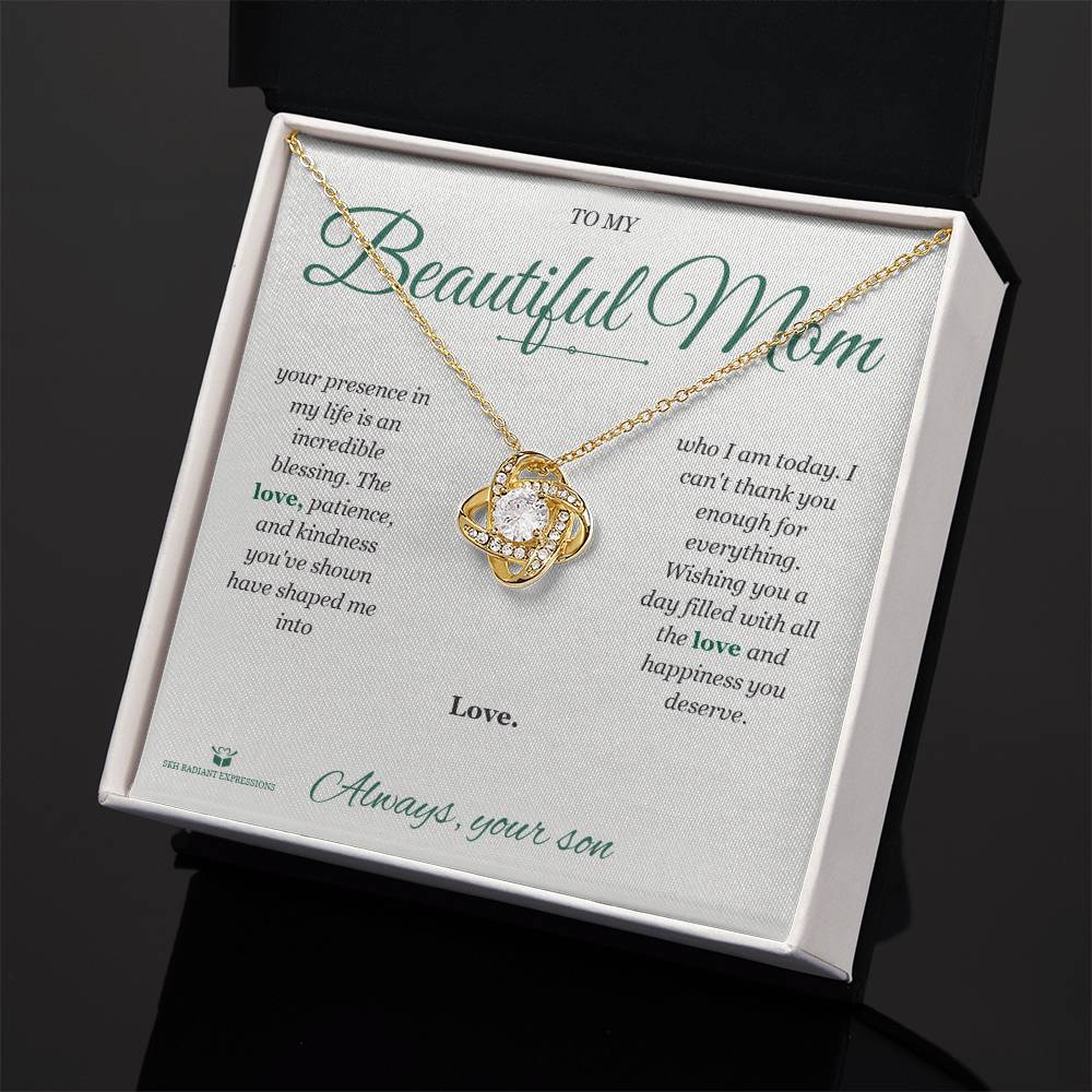 My Mom's Love: A Blessing Beyond Measure - Love Knot Necklace for Mom