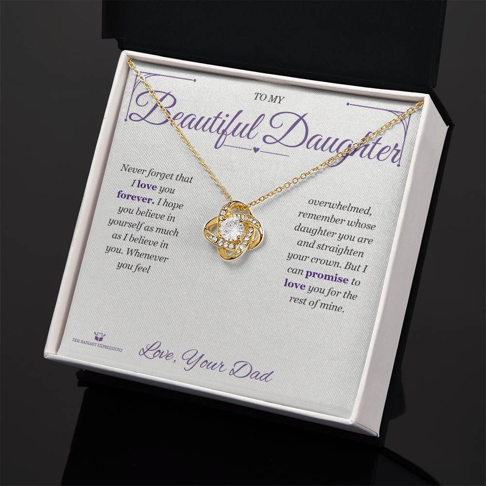 Engraved Love Knot Necklace with message for daughter