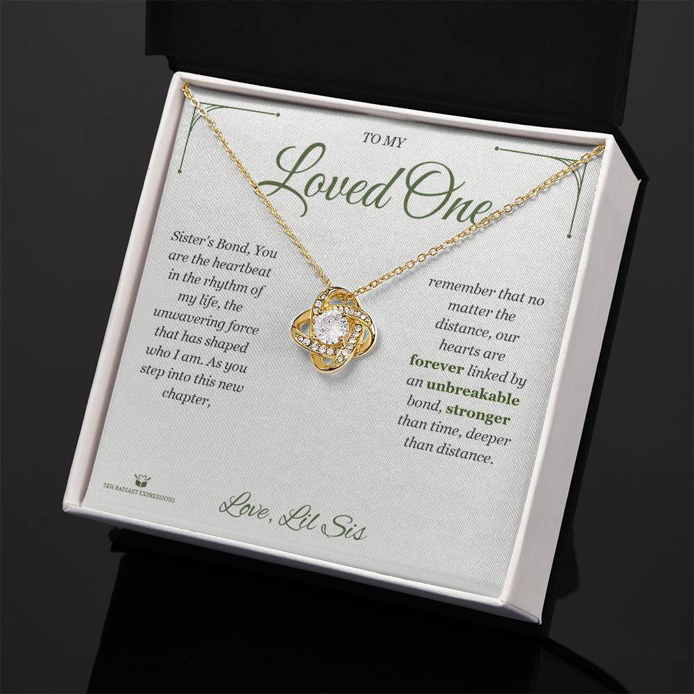 Engraved Love Knot Necklace with message for daughter