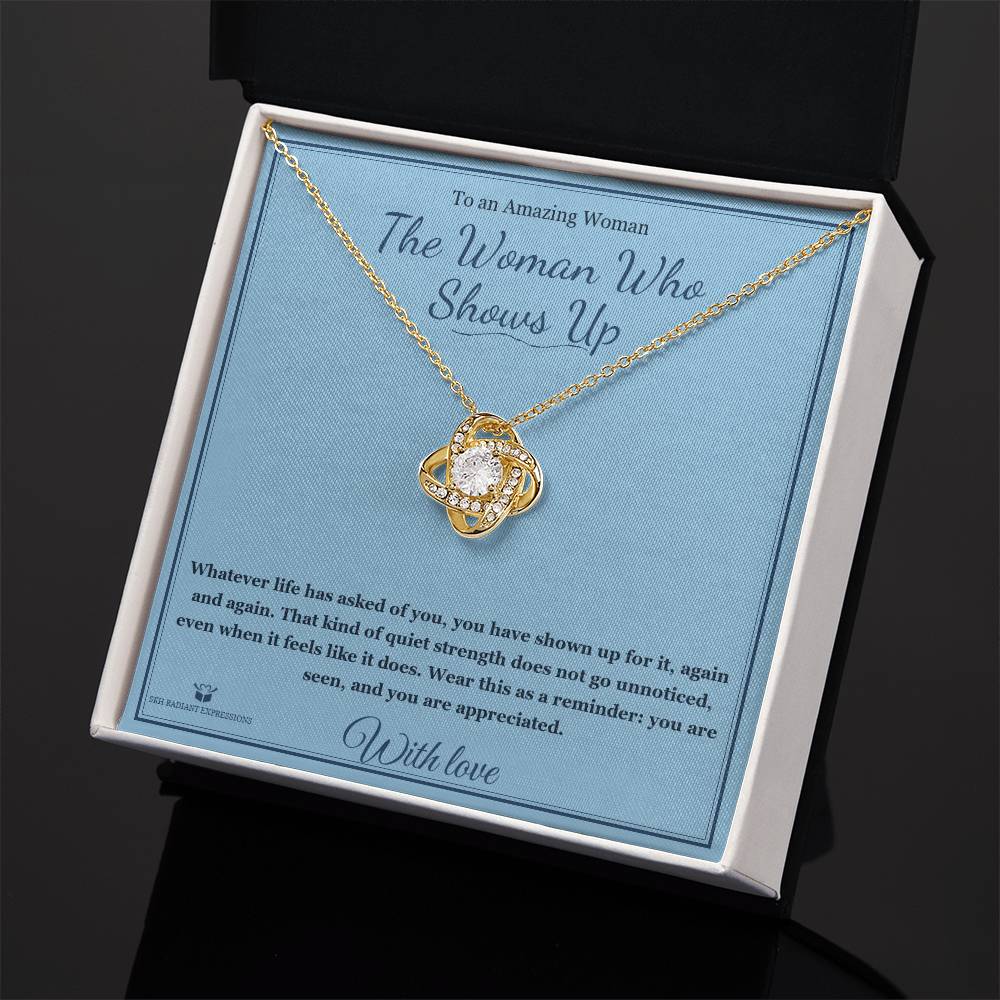 The Woman Who Shows Up - Love Knot Necklace for Her - personalized keepsake gift from SKH Radiant Expressions