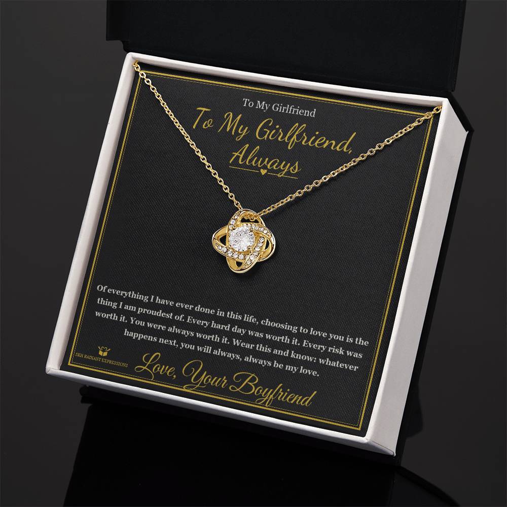 To My Girlfriend, Always - Love Knot Necklace for Girlfriend