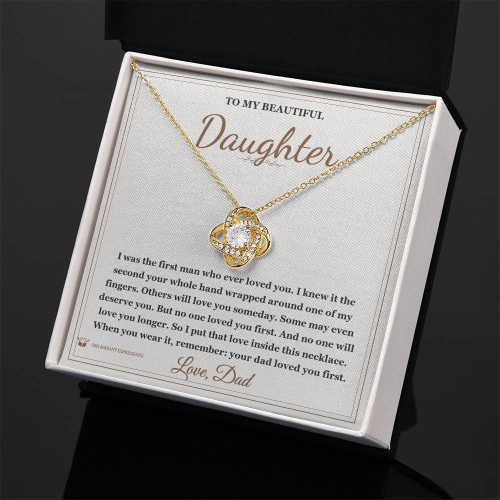 Engraved Love Knot Necklace with message for mom
