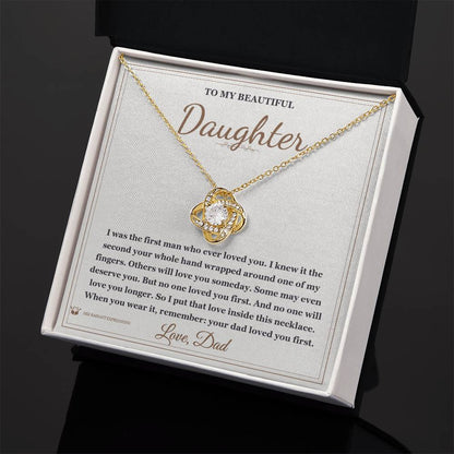 Engraved Love Knot Necklace with message for mom