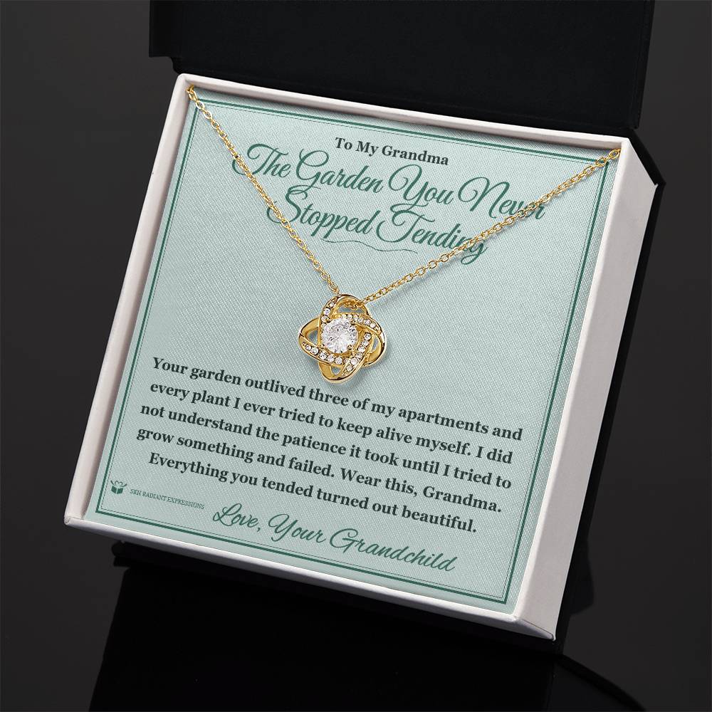 Love Knot Necklace with personalized message card for grandmother