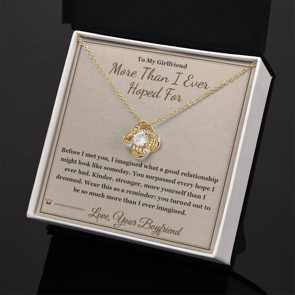 Love Knot Necklace with personalized message card for girlfriend