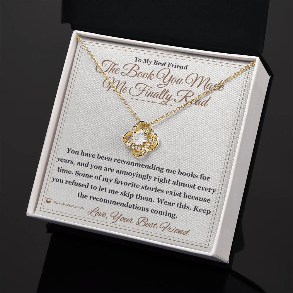 Love Knot Necklace with personalized message card for best friend