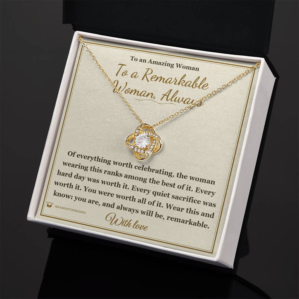 Love Knot Necklace with personalized message card for her