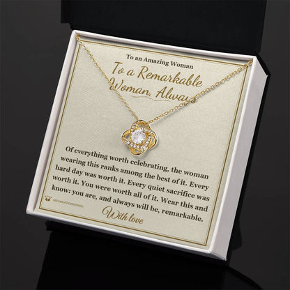 Love Knot Necklace with personalized message card for her