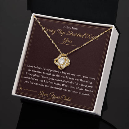 Love Knot Necklace with personalized message card for mom