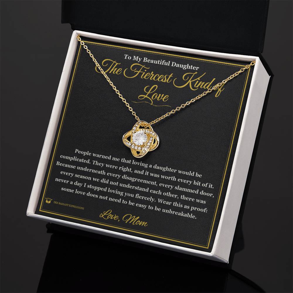 Love Knot Necklace with personalized message card for daughter