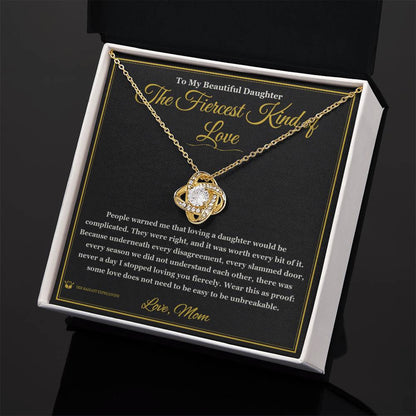 Love Knot Necklace with personalized message card for daughter