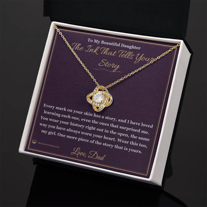 Engraved Love Knot Necklace with message for daughter
