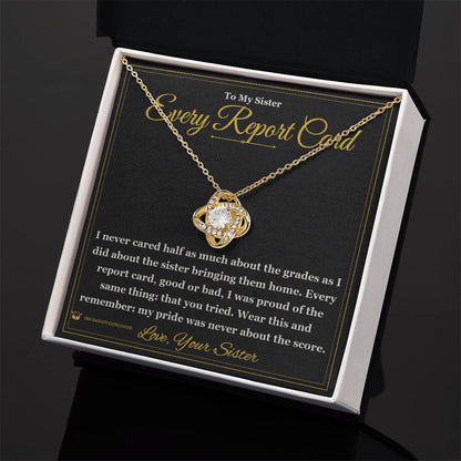Engraved Love Knot Necklace with message for sister