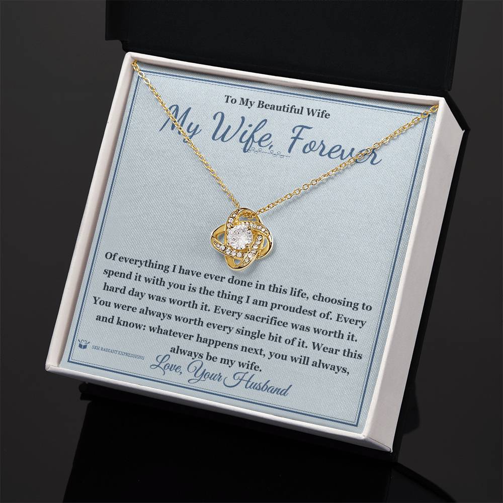 Love Knot Necklace with personalized message card for wife