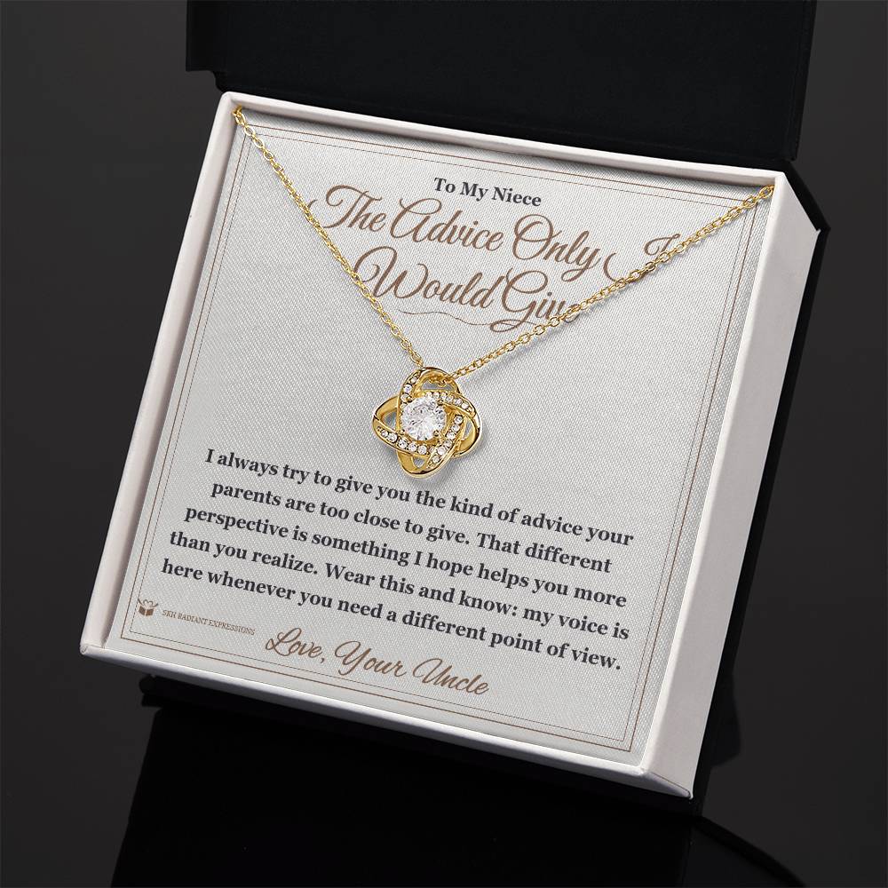 Love Knot Necklace with personalized message card for niece