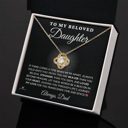 Love Knot Necklace engraved with your own words for daughter