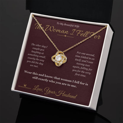Custom name-personalized Love Knot Necklace gift for wife