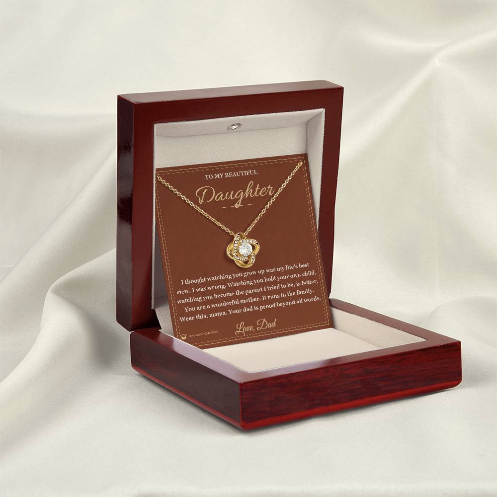 Love Knot Necklace engraved with your own words for daughter