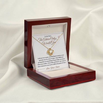 Love Knot Necklace engraved with your own words for niece