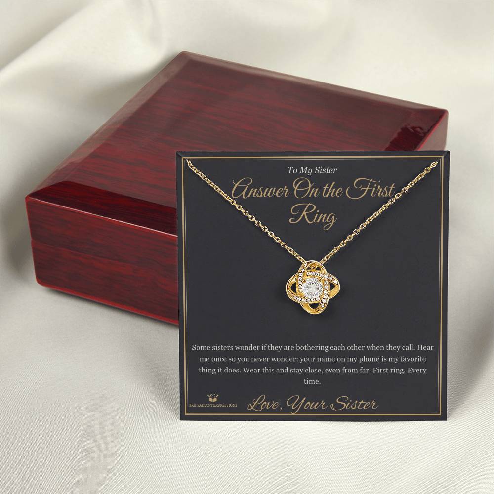 Answer On the First Ring - Love Knot Necklace for Sister