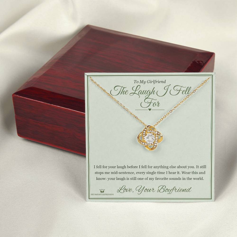 The Laugh I Fell For - Love Knot Necklace with Red Rose Box for Girlfriend