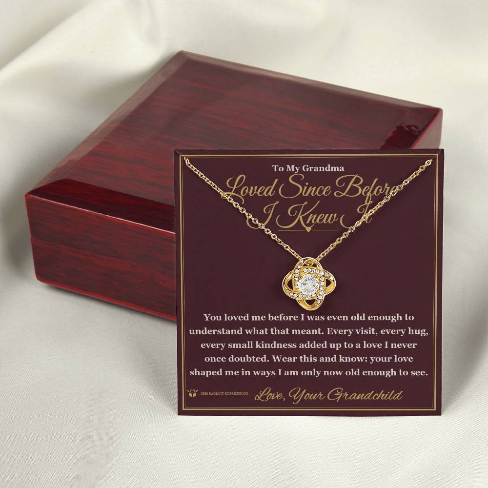 Custom name-personalized Love Knot Necklace gift for grandmother