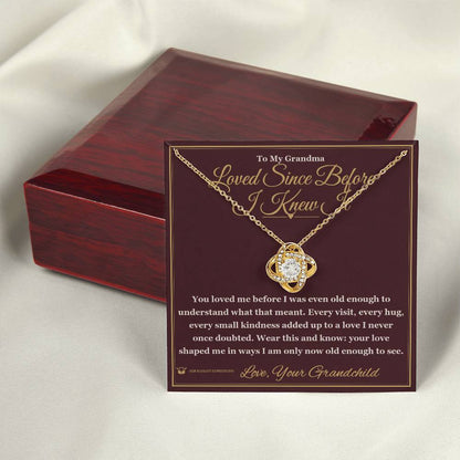 Custom name-personalized Love Knot Necklace gift for grandmother