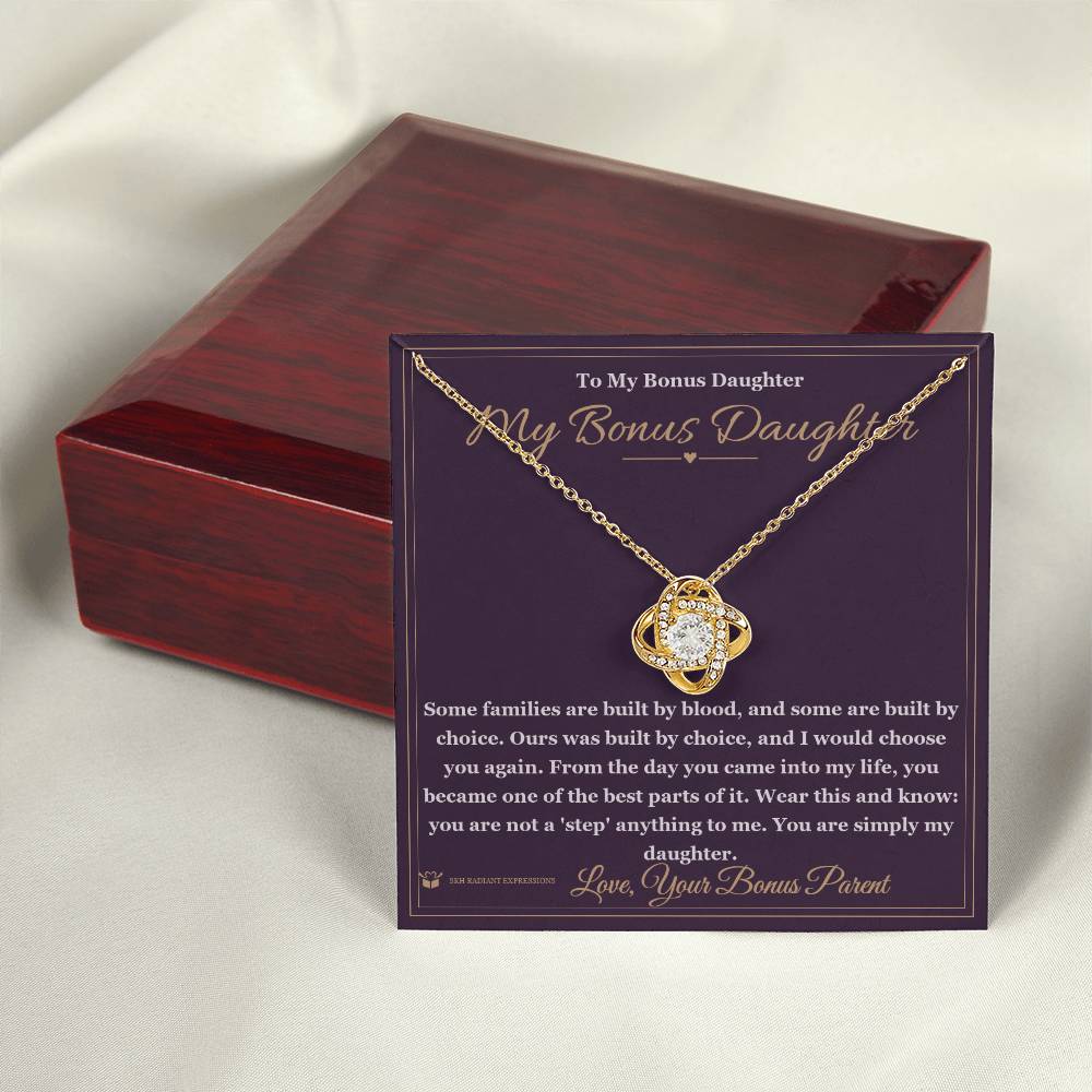 Custom name-personalized Love Knot Necklace gift for stepdaughter