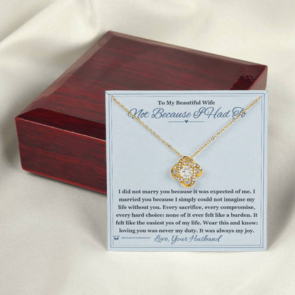 Love Knot Necklace engraved with your own words for wife