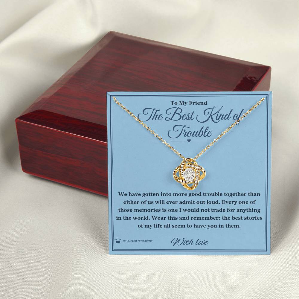 Custom name-personalized Love Knot Necklace gift for friend